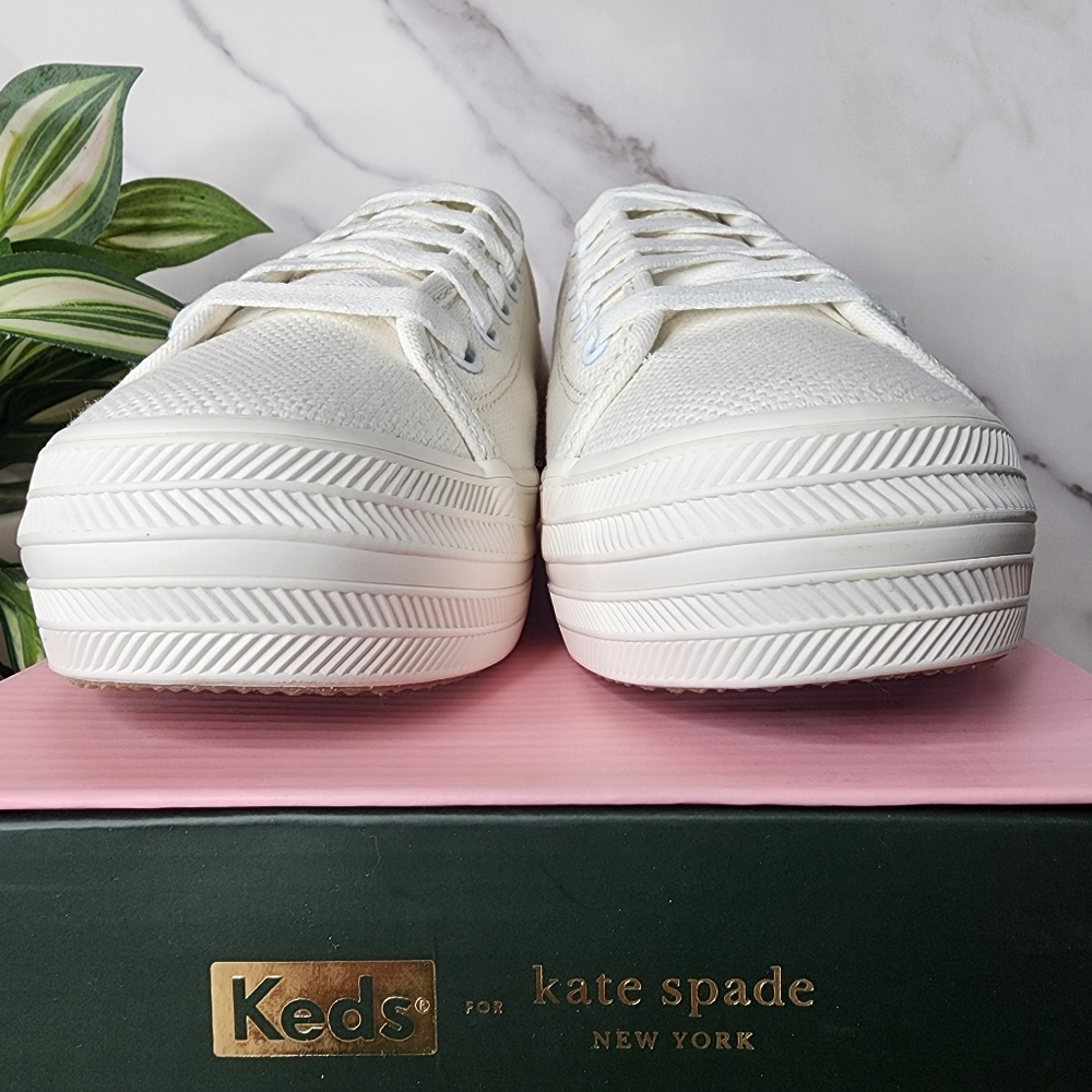 Keds X Kate Spade new york Triple Kick Woven Flowers Sneakers Sz 5.5 - Picture 12 of 16